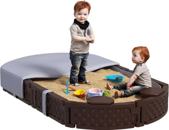 Kids Large Oval Sand Pit with 4 Seats & Cover 
