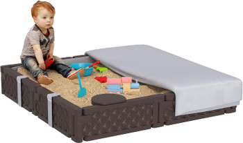 Kids Square Sandbox with Cover & Seats