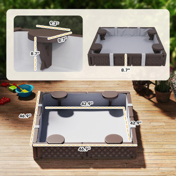 Kids Square Sandbox with Cover & Seats 4