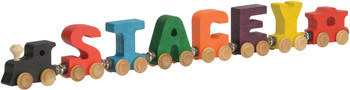 Maple Landmark Wooden Name Train in Primary Color