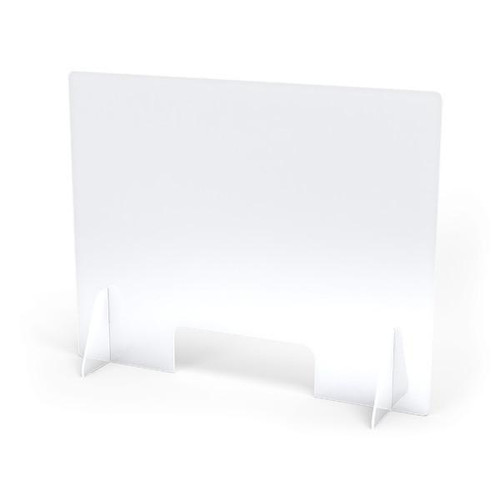 Jonti-Craft See-Thru Table Divider Shields - 2 Station with Opening, transparent plastic shield measuring 30" x 8" x 23.5" for classroom or office safety.