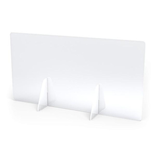 Jonti-Craft See-Thru Table Divider Shields - 2 Station, clear portable acrylic sneeze guard with side supports, 30" x 8" x 16", ideal for classroom or office desks to promote safety.