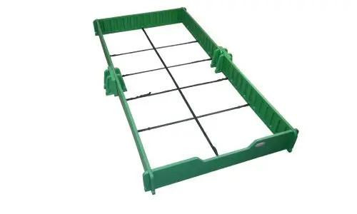SandLock Sandlock Solid Surface Strap Kit for 5' x 10' Sandbox, green metal frame with straps for securing sandbox surface.
