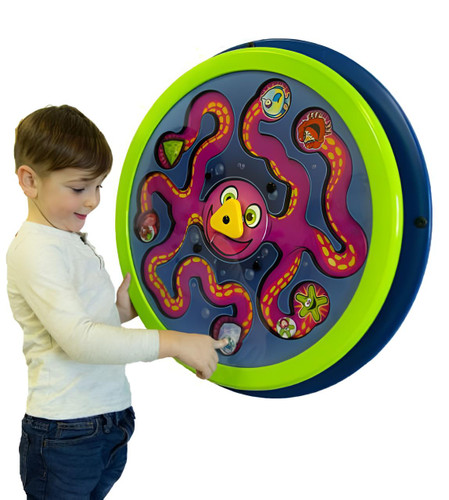 Playscapes Henry Hexipus Round Wall Toy, colorful interactive octopus-shaped wall toy with moving parts and playful design for children.