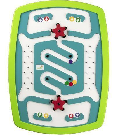 Playscapes Dynamo Maze Activity Wall Panel, children’s maze game with colorful paths and knobs for interactive play.