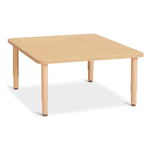 Jonti-Craft Purpose+ Square Table - 48" x 48", light wood-colored square child-sized table with sturdy legs.