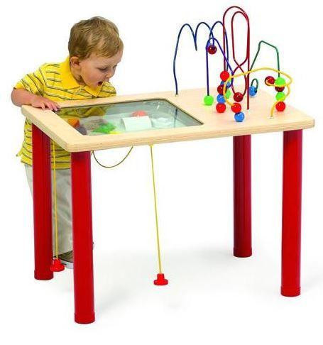 Playscapes Bead Blast & Vehicle Venture Sand & Activity Table, a child's activity table with colorful bead and vehicle track toys, designed for educational and playful engagement.