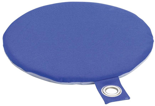HABA Pro Lollipop Seat Cushion & Caddy Set, blue padded seat cushion with attached fabric strap featuring a metal grommet.