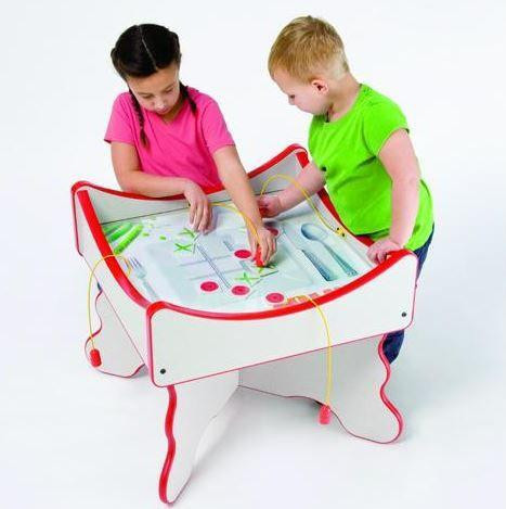Playscapes Peas & Carrots Healthy Options Activity Table, children engaging in a fun educational play activity.