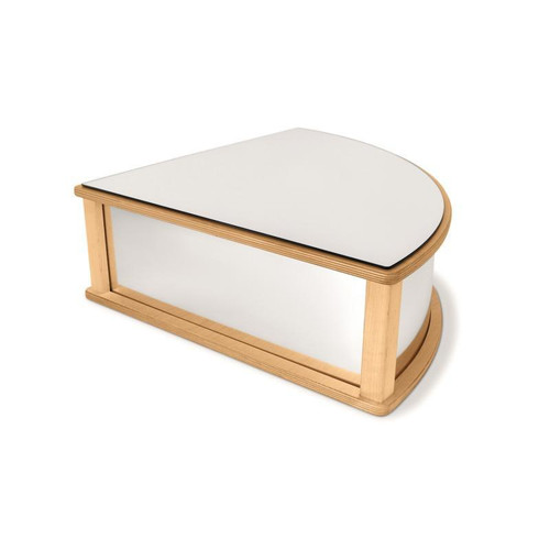 Whitney Brothers Quarter Round Infant Floor Mirror, wooden framed adjustable children’s mirror for nursery decor.