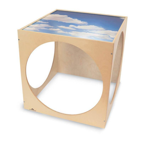 Whitney Brothers Acrylic Top Playhouse Cube, children's playcube with a sky mural on the top surface.