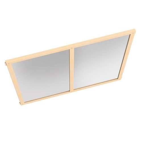 Jonti-Craft Mirror Classroom Divider Panel - KYDZ Suite® S-height - 48" Wide, two-panel mirror with a wooden frame suitable for classroom use.