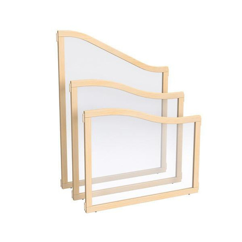 Jonti-Craft See-Thru Cascade Classroom Divider Panel - KYDZ Suite® - 36" Wide, three see-through panels with wooden frames, designed for educational or childcare environments.