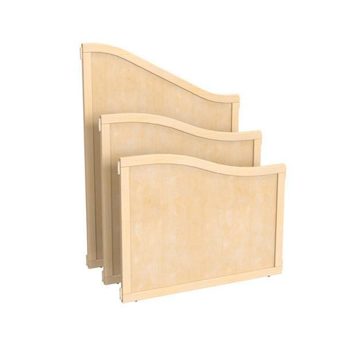 Jonti-Craft Plywood Cascade Classroom Divider Panel - KYDZ Suite®, three wooden classroom divider panels with a natural finish, 36 inches wide.
