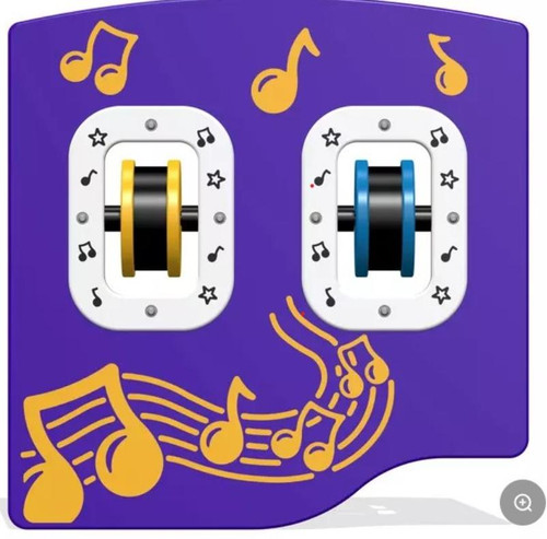 Playground Prodigy Spin Maracas Outdoor Musical Play Panel, colorful outdoor playground musical panel with spinning maraca instruments and musical notes design.