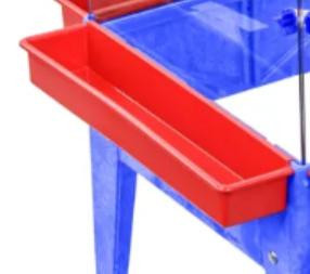 Childbrite Replacement Caddies for Space Saver Art Easels, set of 2 red plastic caddies attached to an art easel for organizing art supplies.