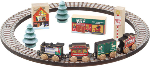 Maple Landmark North Pole Village Railway Wooden Train Set - 11232