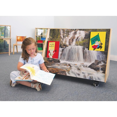 Whitney Brothers Nature View Mobile Book Browser, children reading books in a classroom setting.