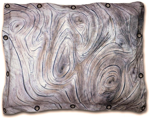 Playscapes Woodsmen Naturescape Lounger, wooden outdoor lounge with a natural, textured wood grain finish.