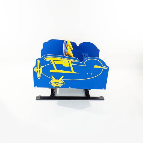 Playtime Playground Equipment Airplane Spring Rider, colorful blue and yellow airplane-shaped spring rider for kids.