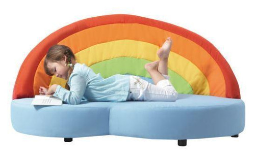 HABA Pro Rainbow with Cloud Kids Couch, colorful rainbow-shaped children's sofa with a cloud design, suitable for kids' playroom or bedroom.
