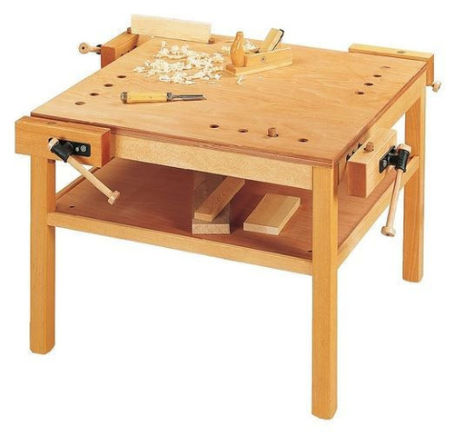 Four-Person Workbench with Shelf