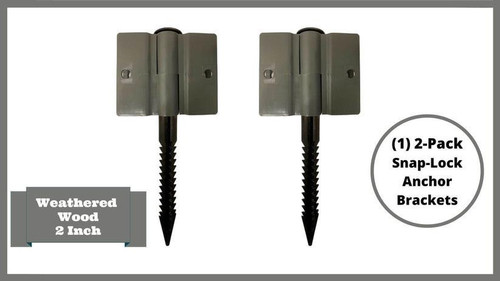 Frame It All Weathered Wood 2-inch Profile Anchor Joint, 2-pack of snap-lock anchor brackets for outdoor construction or decking projects.