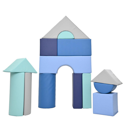 Children's Factory Tranquility Large Foam Building Blocks B - Set of 14, colorful foam blocks arranged in a structure.