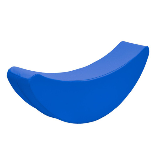 Children's Factory Happy Rocker - Blue, colorful child-friendly rocker with a crescent shape and smooth surface.