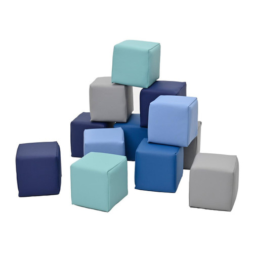 Children's Factory Toddler Baby Foam Blocks, Tranquility, colorful soft foam blocks stacked in a pyramid for children's play and sensory development.