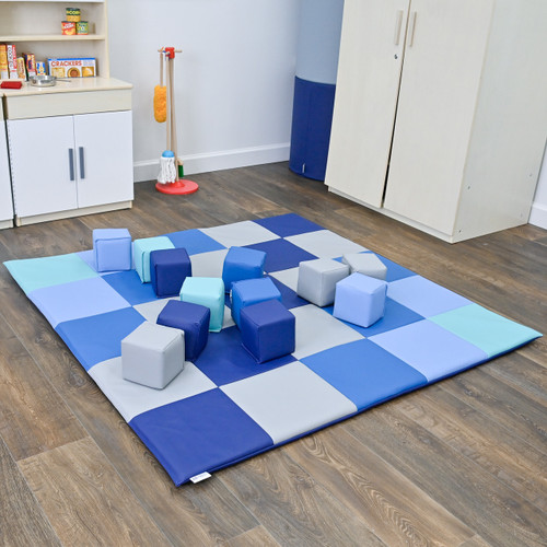 Patchwork Activity Mat & Foam Block Set, Tranquility
