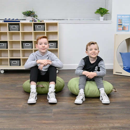 Mini Round Pouf with Handle - Fern and Sage