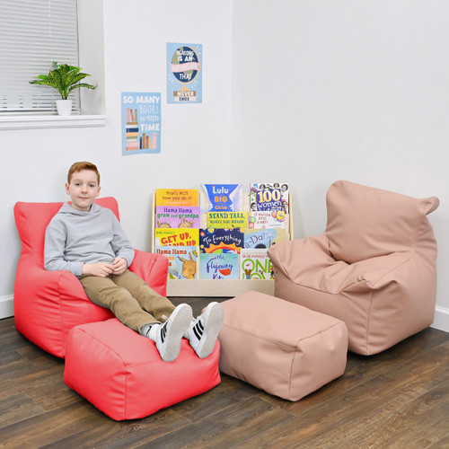 Cozy Soft Chair and Ottoman - Red