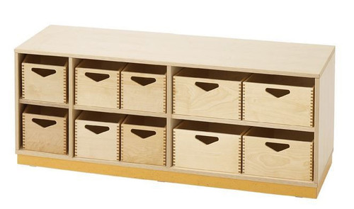Move Upp Low Shelf with 10 Wooden Bins