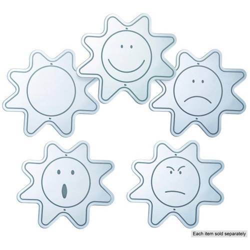 Whitney Brothers How Do I Feel Today? Mood Mirror, set of five reflective mood mirrors with happy, neutral, sad, surprised, and angry facial expressions designed to help children express emotions.