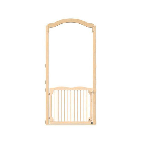 Jonti-Craft KYDZ Suite A or E-height Tall Welcome Gate with Arch 84" High, wooden safety gate with arch top and removable lower barrier for child safety and easy access.