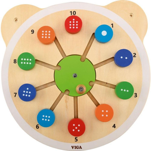 Moje Bambino Match the Numbers Sensory Wall Toy, educational wooden toy with numbered colorful circular pieces for matching and counting, designed for sensory development in children.