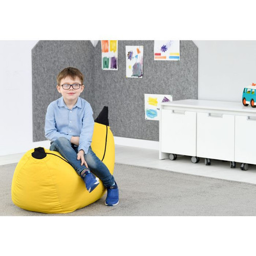Child on Banana Bean Bag Chair