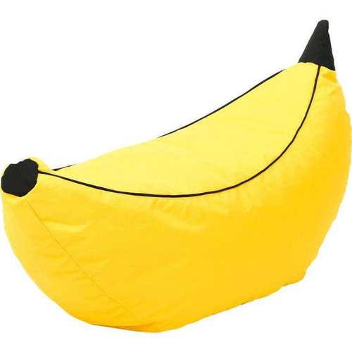 Moje Bambino Banana Bean Bag Chair, yellow bean bag shaped like a banana with black accents and a curved design for children's comfort and playful decor.