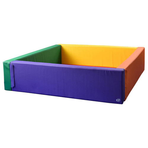 Children's Factory Lollipop Square Soft Play Yard, colorful foam padded play area for children with rainbow-colored panels.