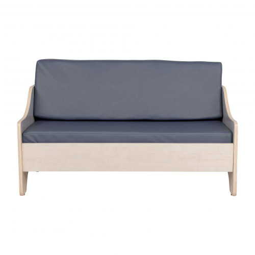 Angeles Everyday Kid's Lounge Sofa - Gray Cushions - Assembled, kid's lounge sofa with gray cushions and light wood frame in a modern design.