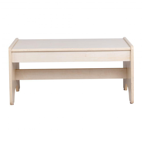 Angeles Everyday Kid's Lounge Coffee Table - Assembled, a light-colored wooden kid's coffee table with a simple, modern design and a lower shelf for storage.