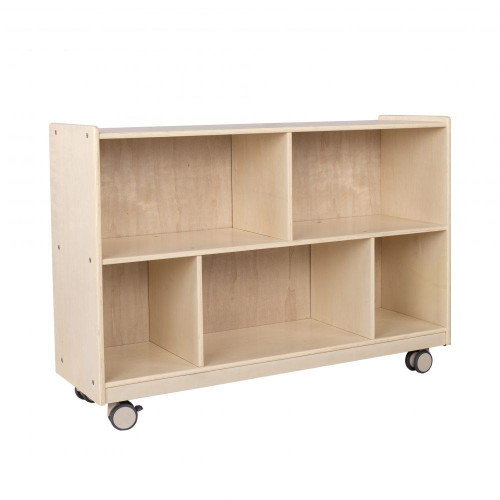 Angeles Mobile 2-Shelf Storage 30"H, assembled wooden storage cart with two shelves and four casters for mobility.
