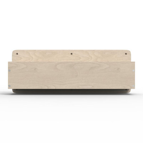 LiteZilla Beechwood Wall Storage Box, front view of a rectangular wooden storage box with magnetic wall attachment and a natural wood finish.