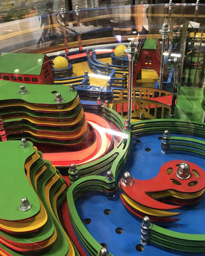 LiteZilla Twistopia Tabletop Labyrinth Game, colorful multi-level maze with ball tracks, ramps, and obstacles for skill-based play.