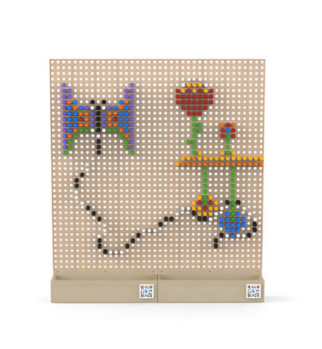 LiteZilla Kidworx™ Art Picture Pegs Wall Activity, board with colorful pegs forming a butterfly and flowers design for kids' creative play.