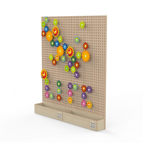LiteZilla Kidworx™ Gizmo Gears STEM Wall Activity, educational colorful gears on a pegboard for children to learn engineering and mechanical skills.