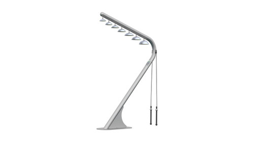 Freenotes Cascade Hand Bells, a set of musical hand bells mounted on a sleek, modern stand with mallets hanging for easy play.