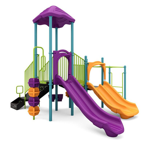 World Klass Play Tunnel Rush Commercial Playground Structure, colorful play structure with slides and climbing elements for kids.