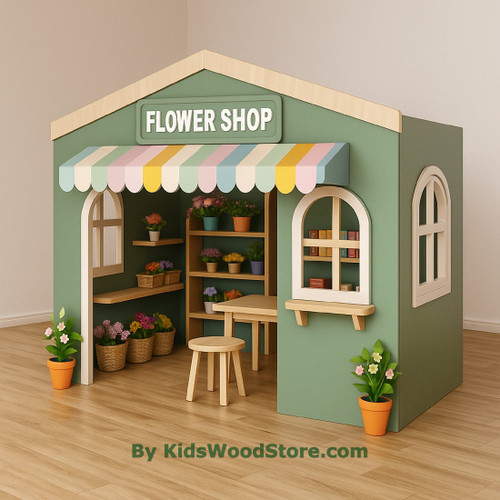 Flower Shop Wooden Playhouse - Indoor or Outdoor